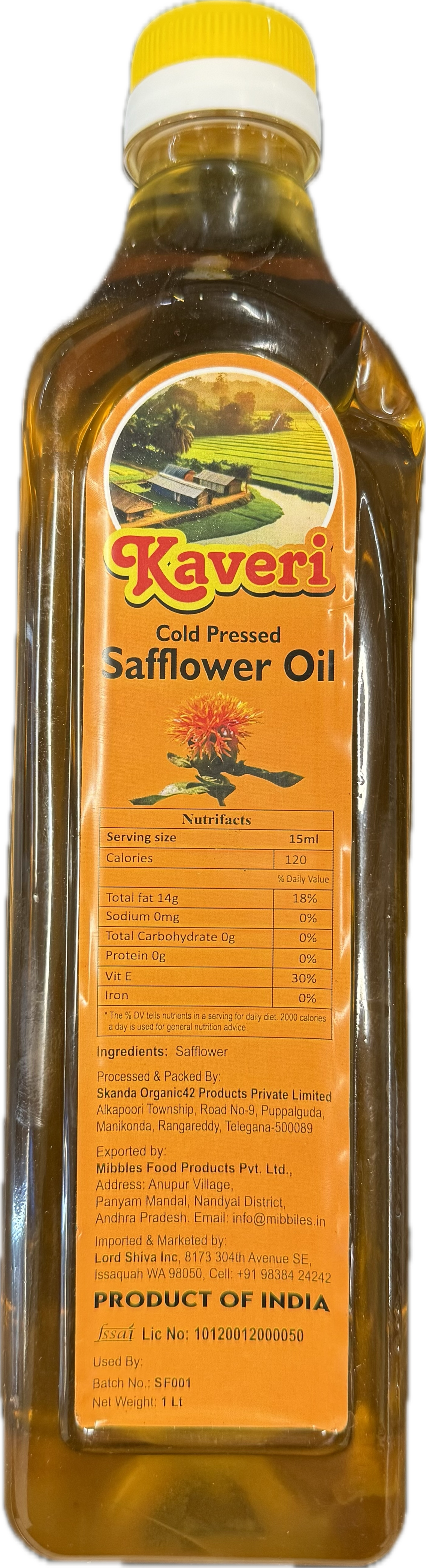 Kaveri Cold Pressed Safflower Oil 1L