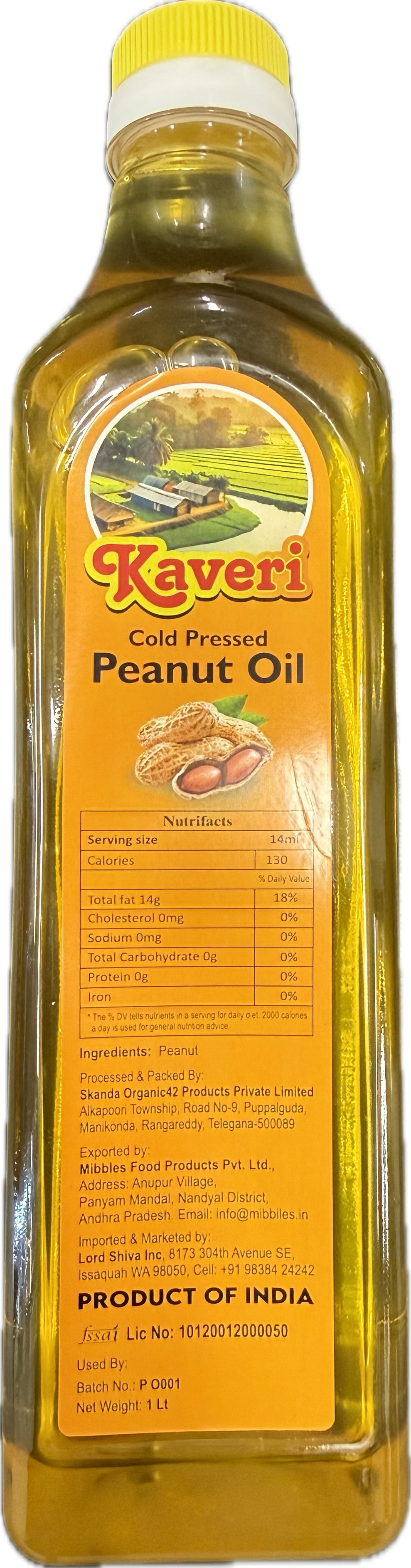 Kaveri Cold Pressed Peanut Oil 1L