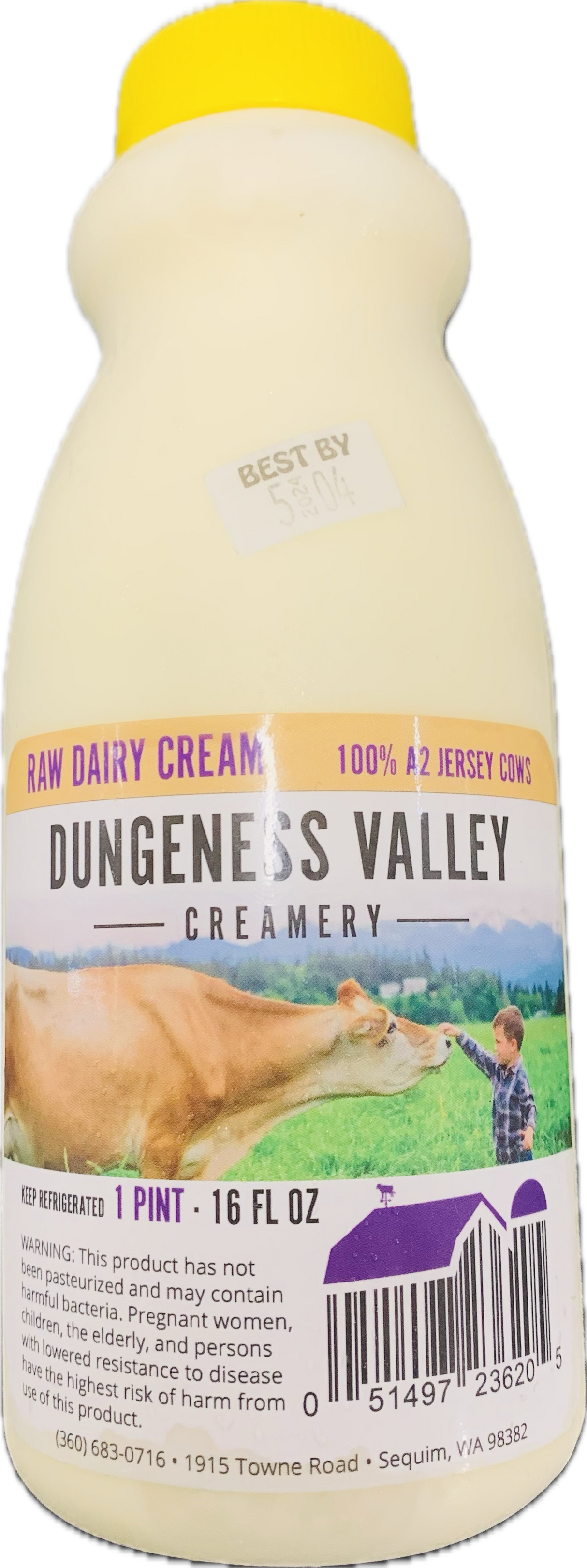 Dungeness Valley A2 100% Raw Cow Milk Cream - 16oz