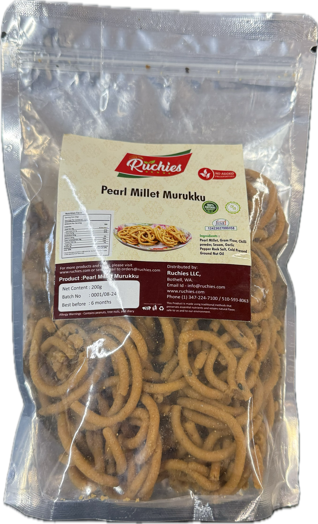 Ruchies Pearl Millet Murukku  200g ( Air Shipped from India )