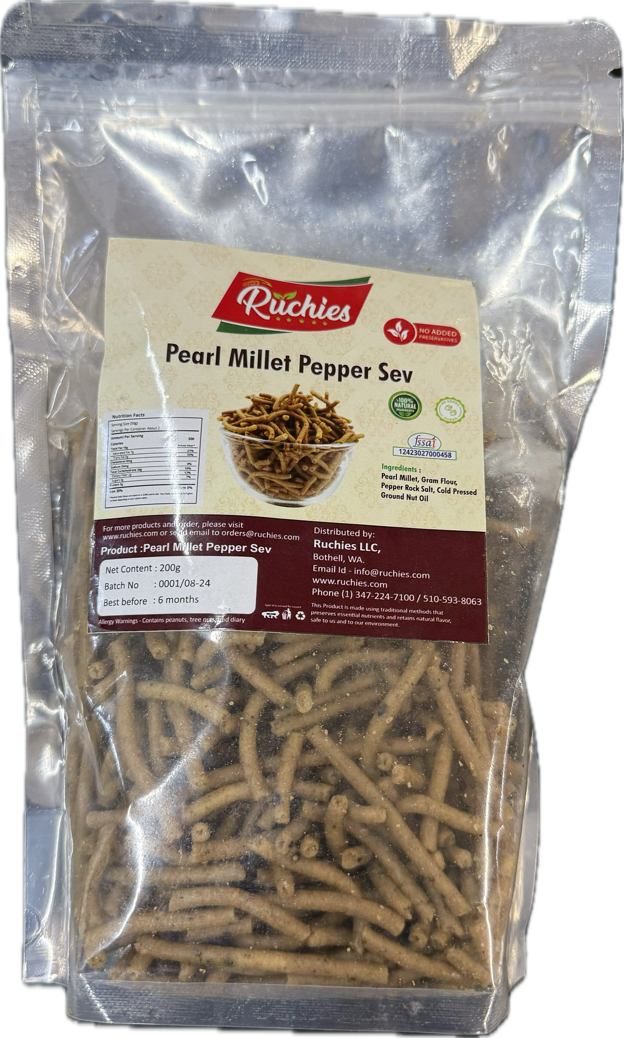 Ruchies Pearl Millet Pepper Sev 200g ( Air Shipped from India )