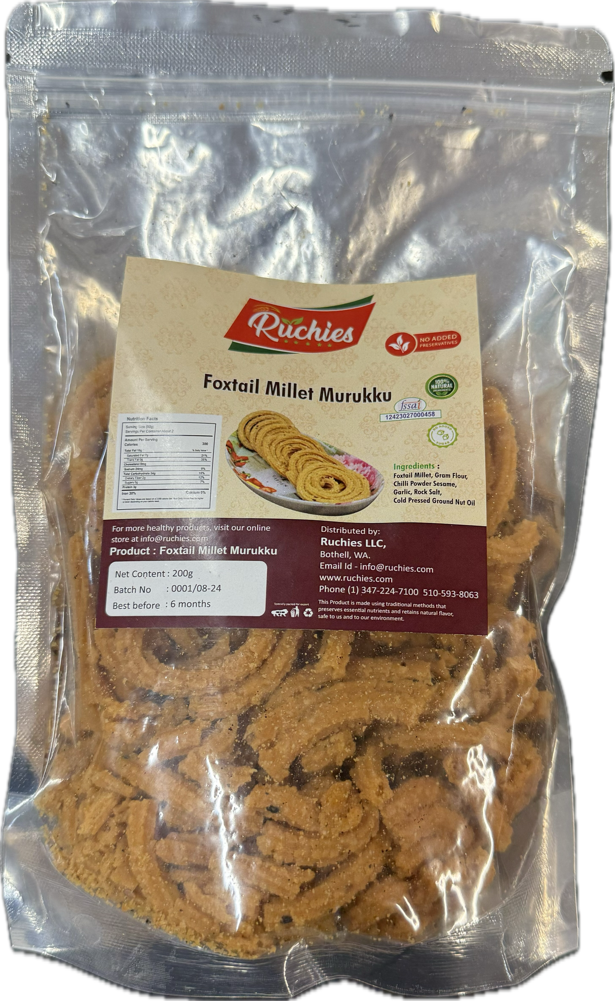 Ruchies Foxtail Millet Murukku  200g ( Air Shipped from India )