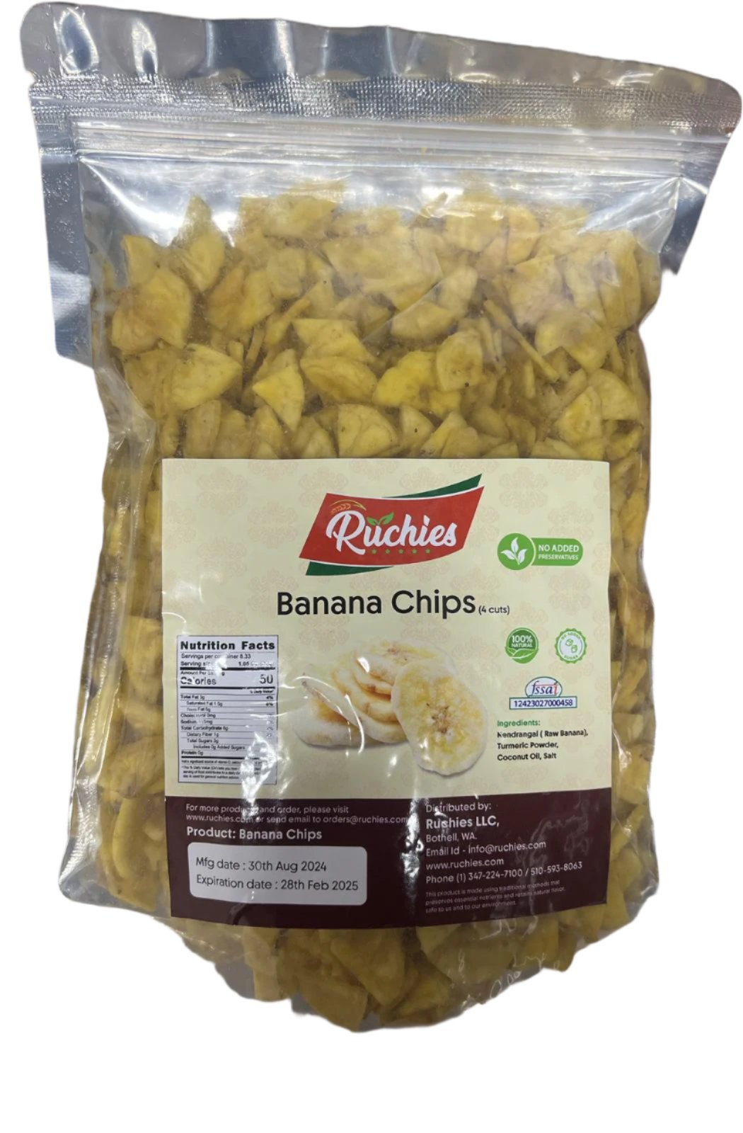 Ruchies ( Ruchikarm ) 4 Cut Banana Chips  200g ( Air Shipped from India )