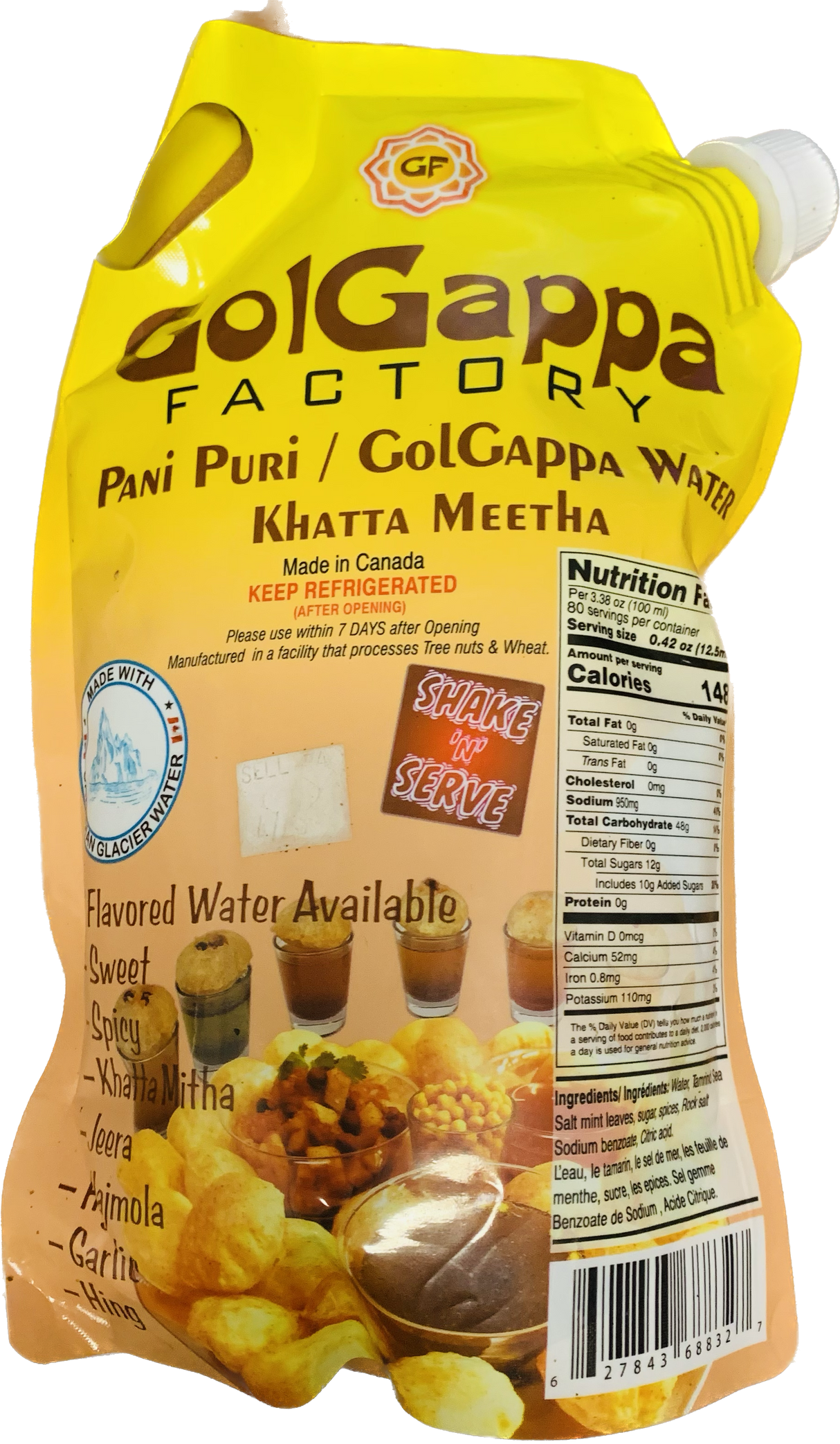 Golgappa Factory Panipuri Water - Khatta Meetha -1 L
