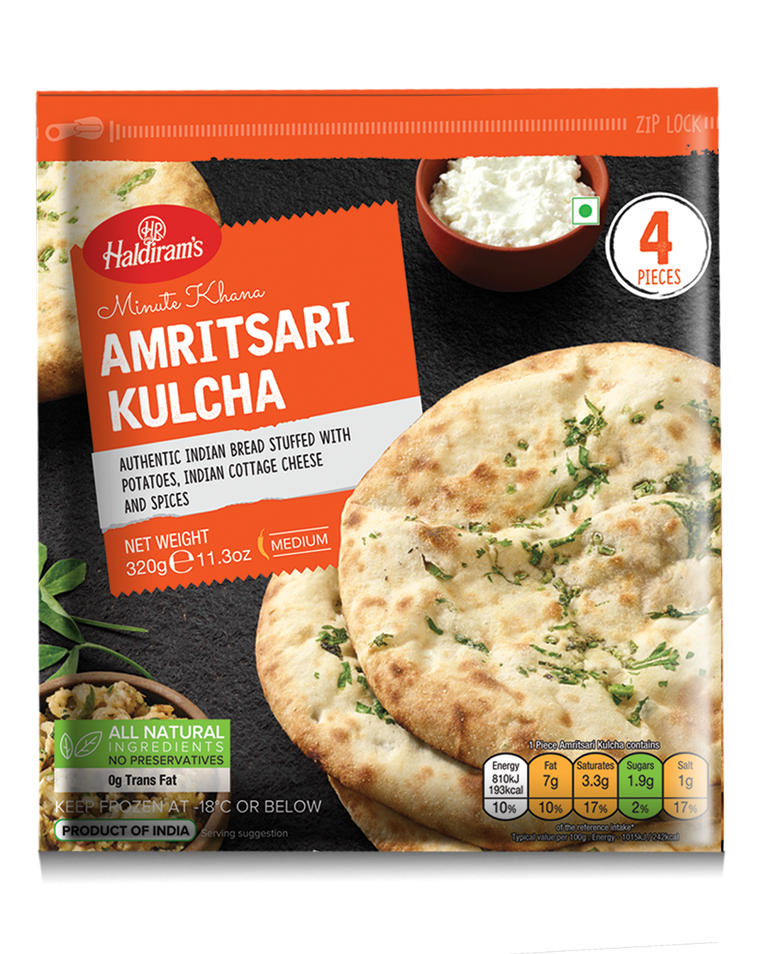 Haldiram Amritsari Kulcha 4 pc 320g