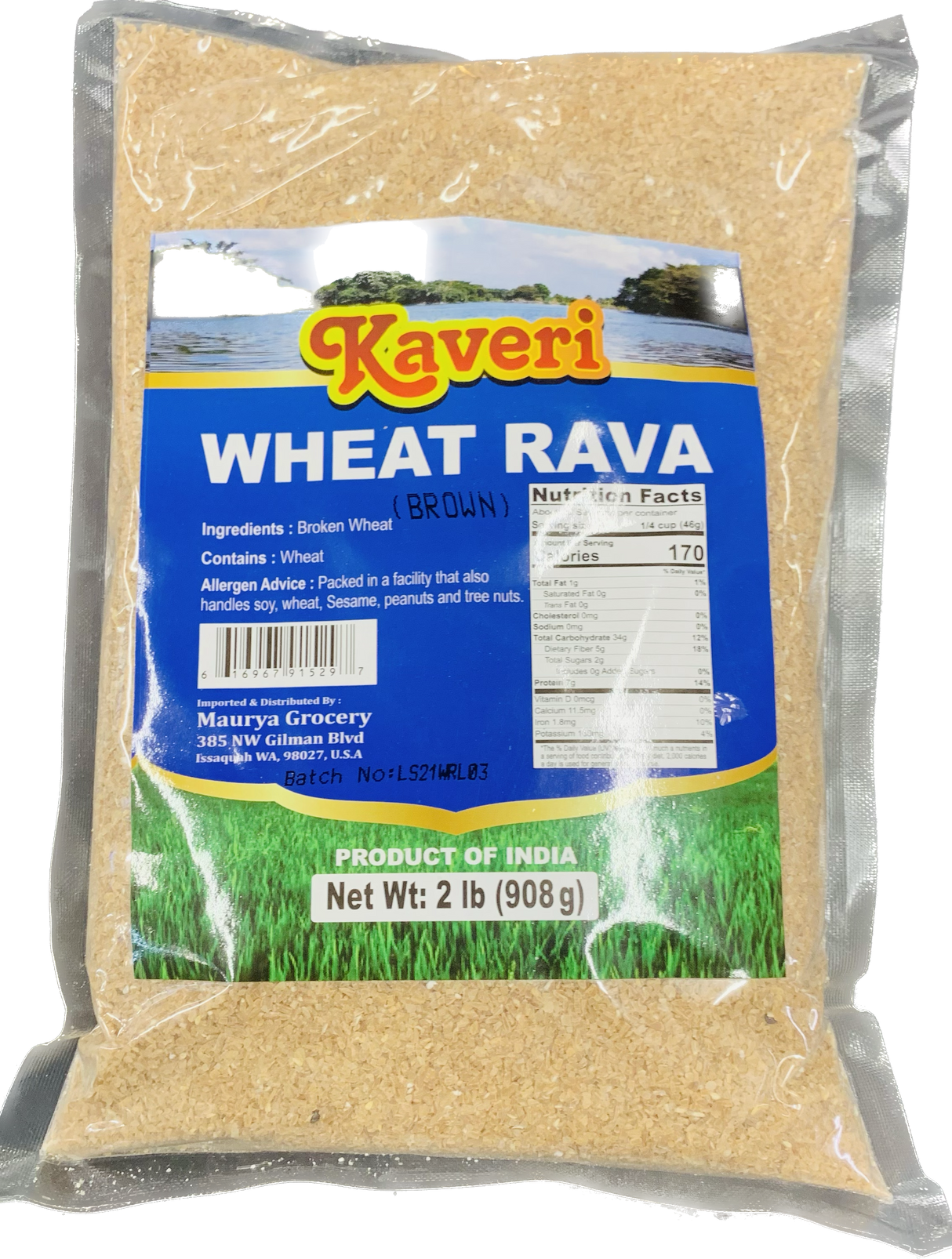 Kaveri Wheat Rava Coarse  2 lb - Cracked Wheat